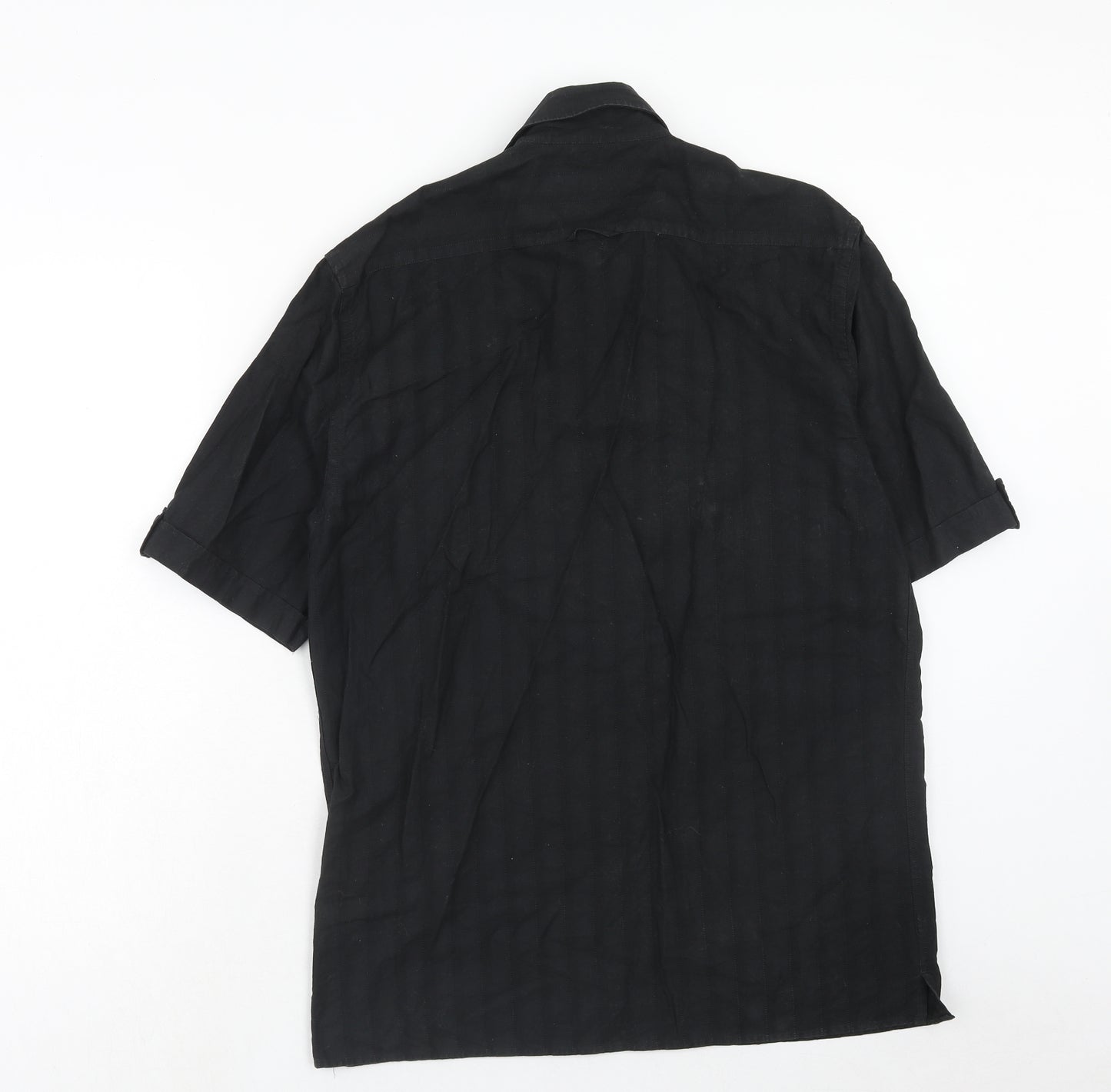 NEXT Mens Black Cotton Button-Up Size M Collared Button