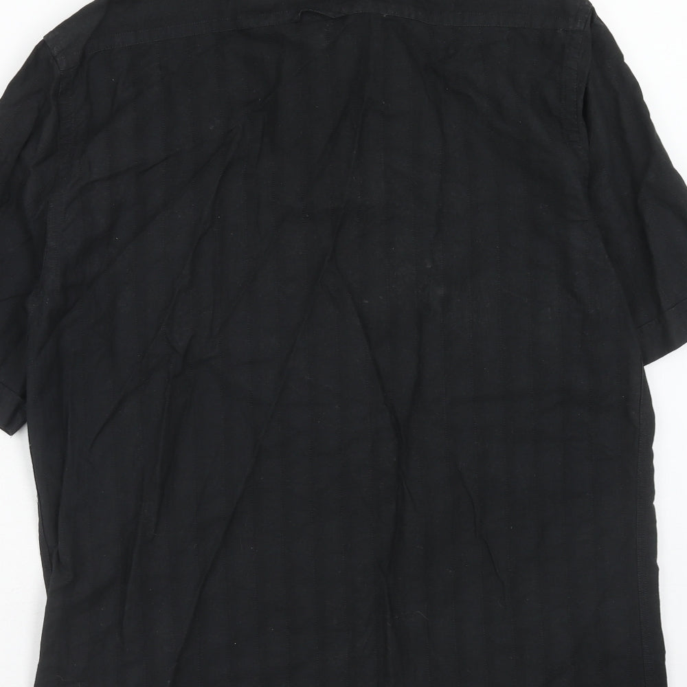 NEXT Mens Black Cotton Button-Up Size M Collared Button