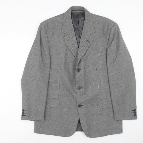 NEXT Mens Grey Geometric Polyester Jacket Blazer Size 40 Regular