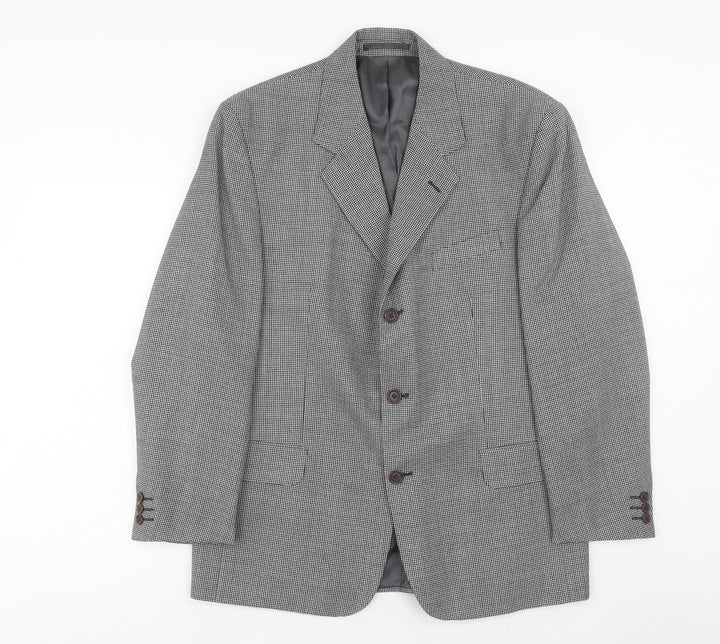 NEXT Mens Grey Geometric Polyester Jacket Blazer Size 40 Regular