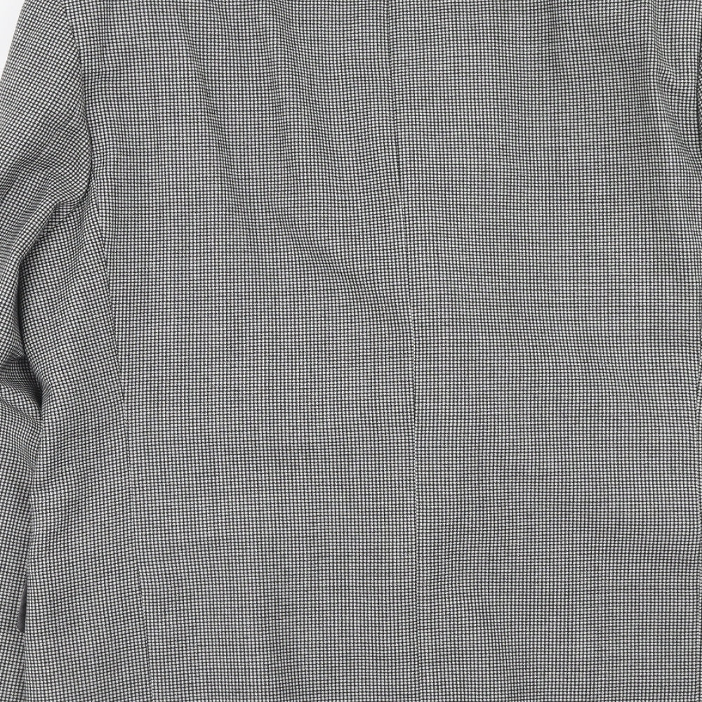 NEXT Mens Grey Geometric Polyester Jacket Blazer Size 40 Regular