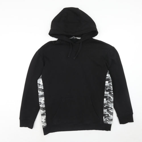 Fluid Womens Black Cotton Pullover Hoodie Size 10 Pullover