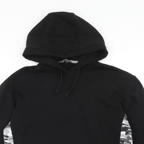 Fluid Womens Black Cotton Pullover Hoodie Size 10 Pullover