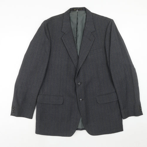 BARONIA Mens Grey Striped Wool Jacket Suit Jacket Size 38 Regular