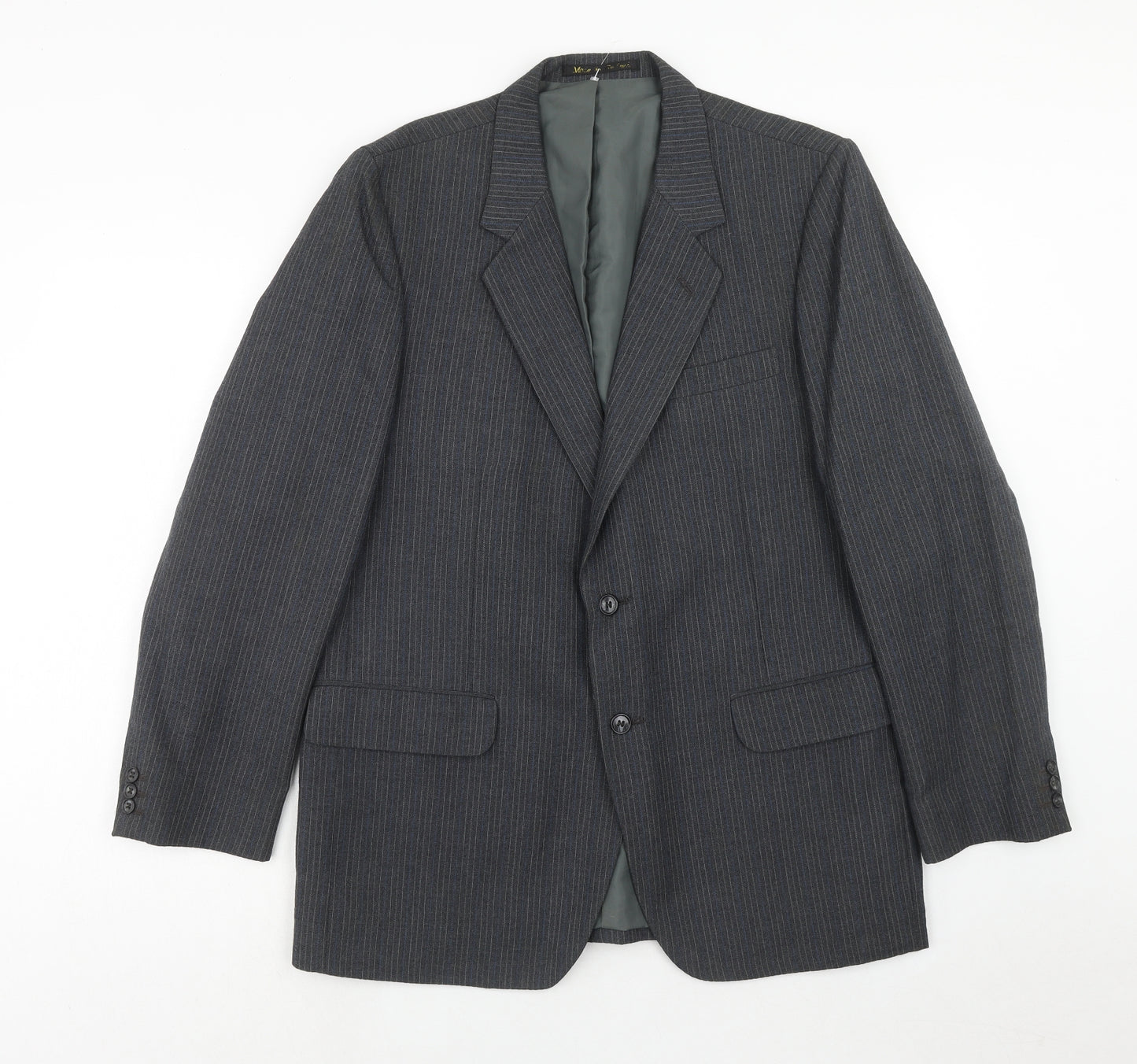 BARONIA Mens Grey Striped Wool Jacket Suit Jacket Size 38 Regular