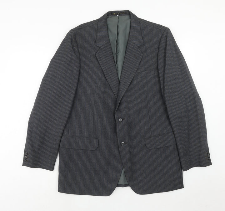 BARONIA Mens Grey Striped Wool Jacket Suit Jacket Size 38 Regular