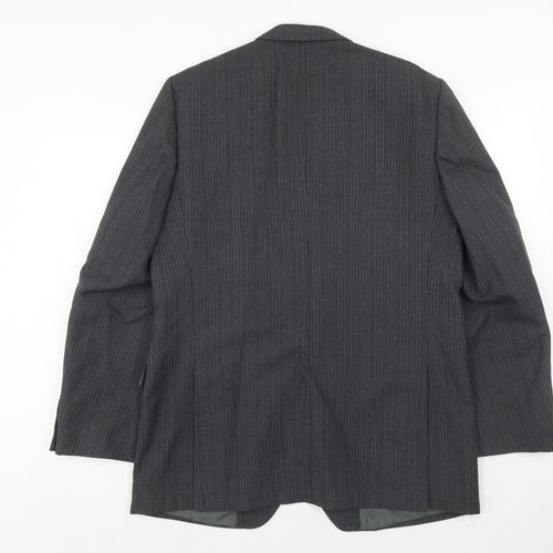 BARONIA Mens Grey Striped Wool Jacket Suit Jacket Size 38 Regular