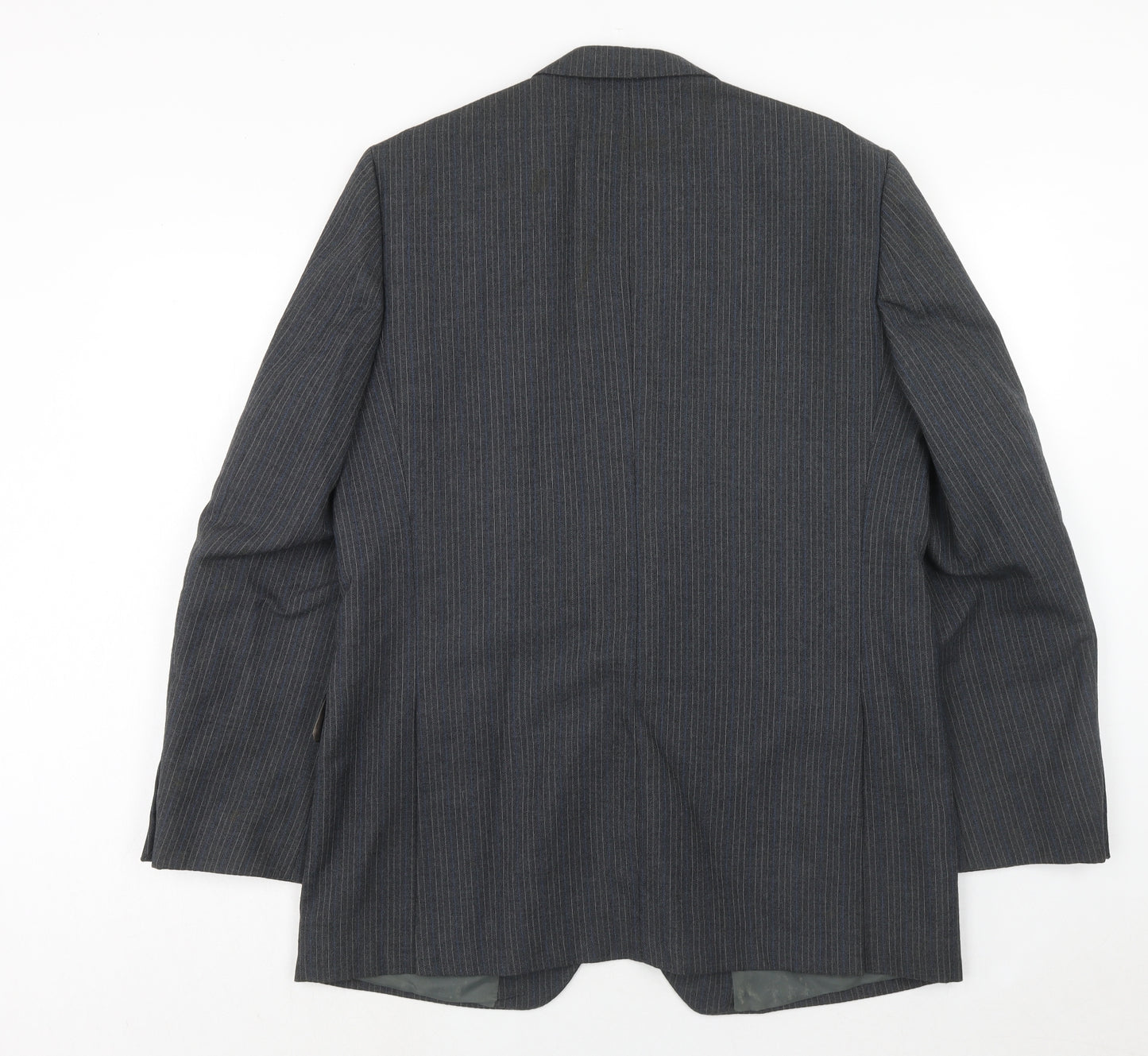 BARONIA Mens Grey Striped Wool Jacket Suit Jacket Size 38 Regular