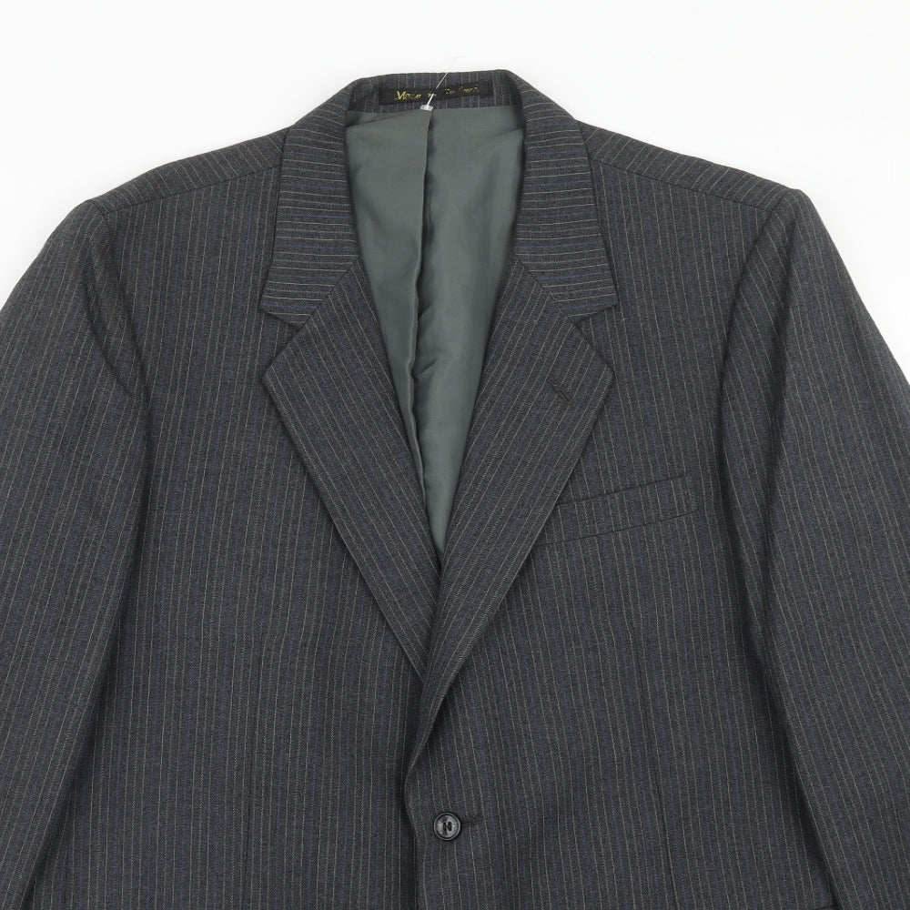BARONIA Mens Grey Striped Wool Jacket Suit Jacket Size 38 Regular