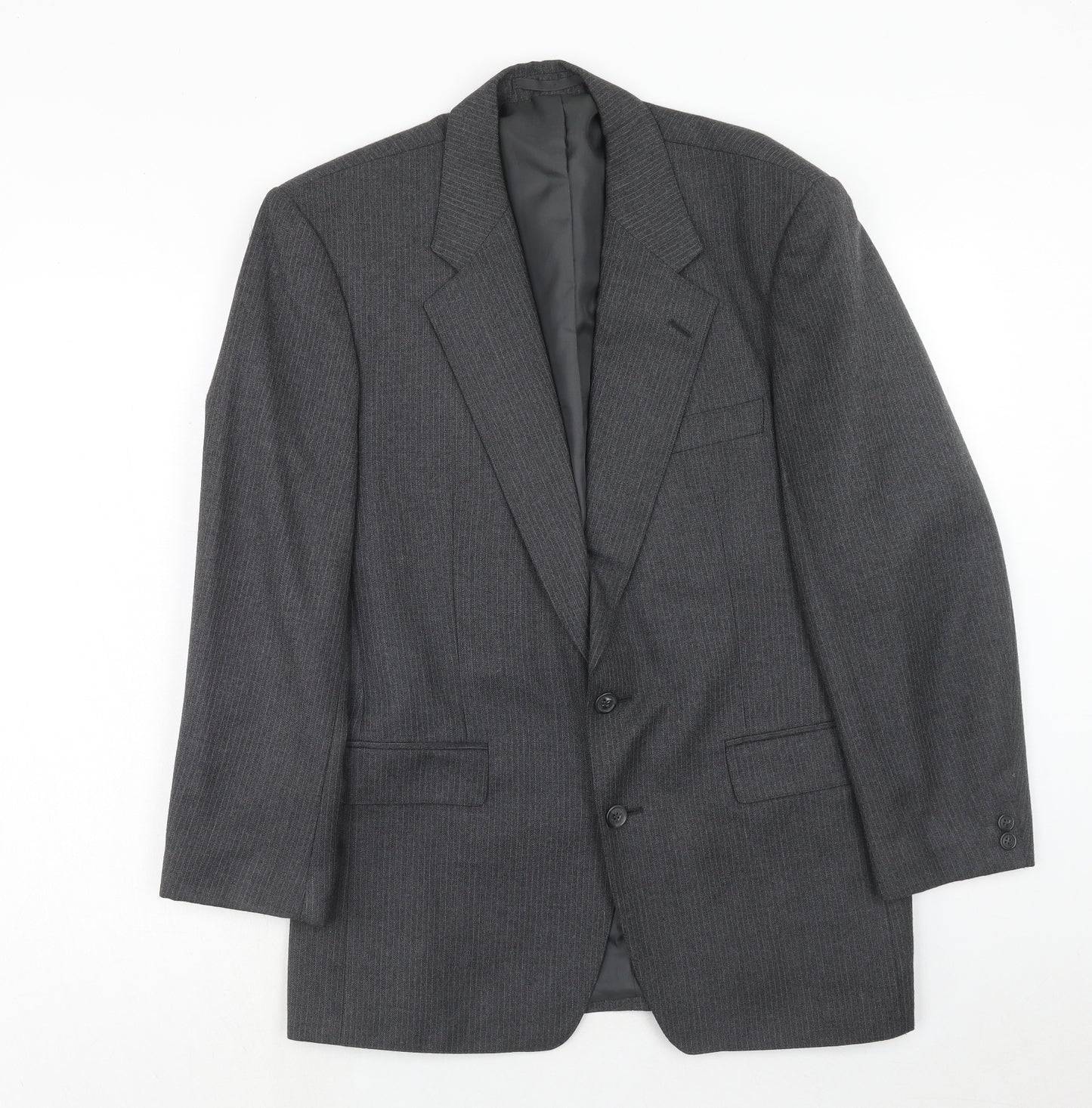 Lee Greenwood Mens Grey Polyester Jacket Suit Jacket Size 38 Regular