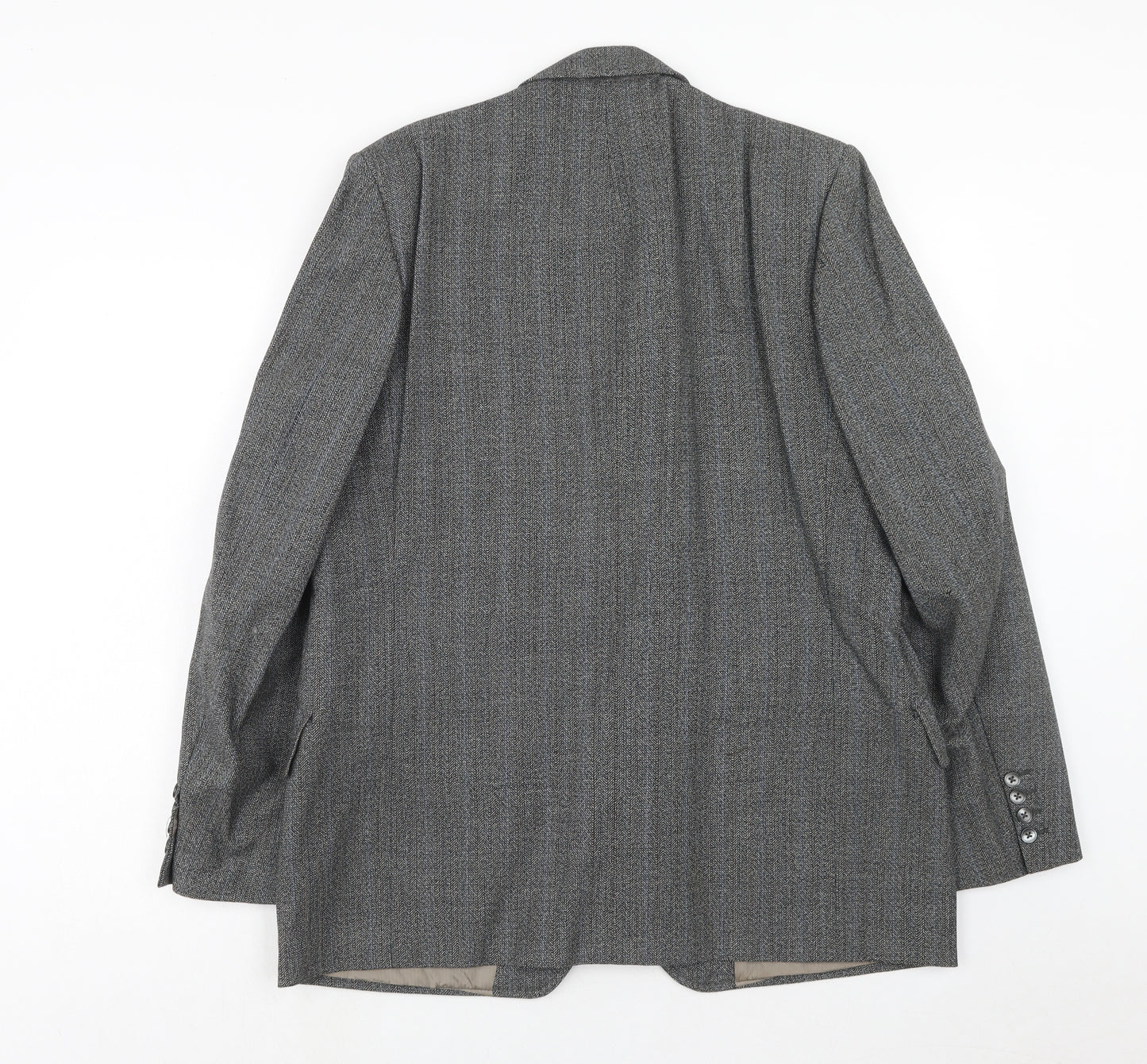 Jackson Mens Grey Herringbone Polyester Jacket Blazer Size 38 Regular