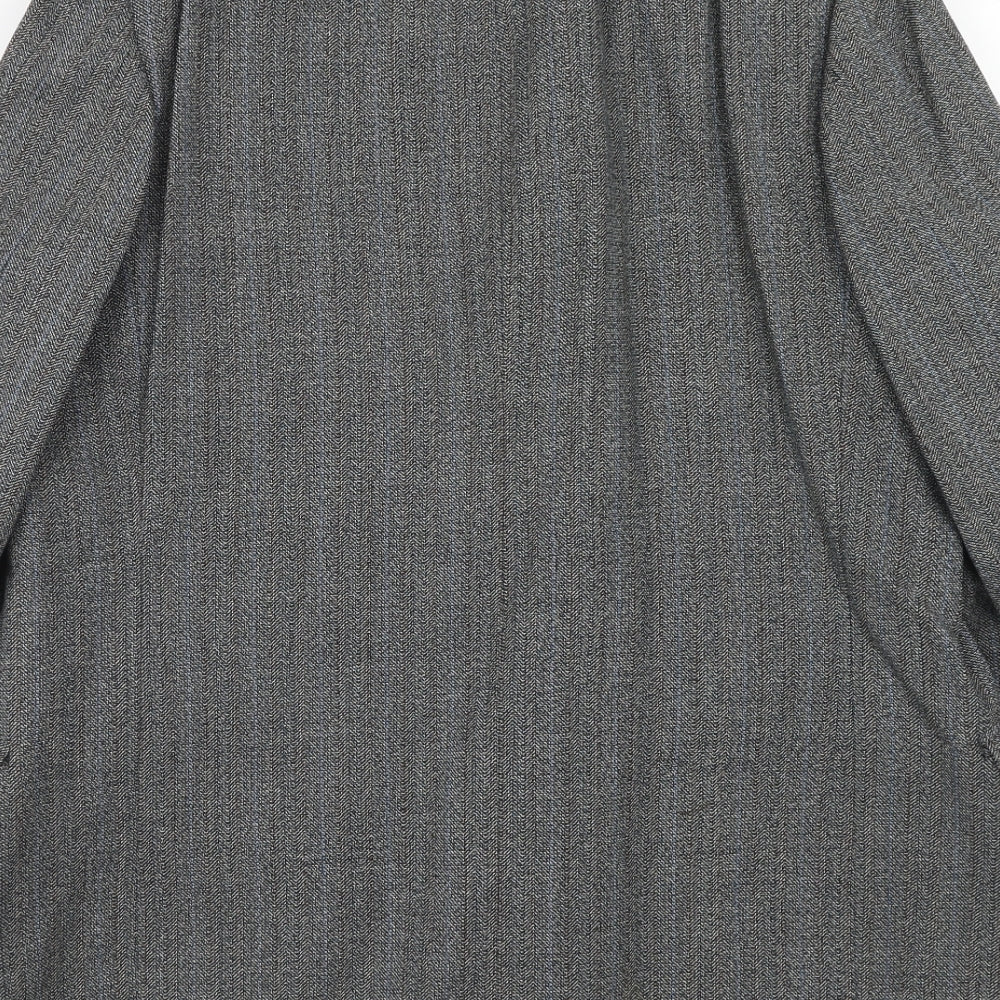 Jackson Mens Grey Herringbone Polyester Jacket Blazer Size 38 Regular