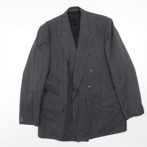 Turo Mens Grey Striped Polyester Jacket Suit Jacket Size 44 Regular