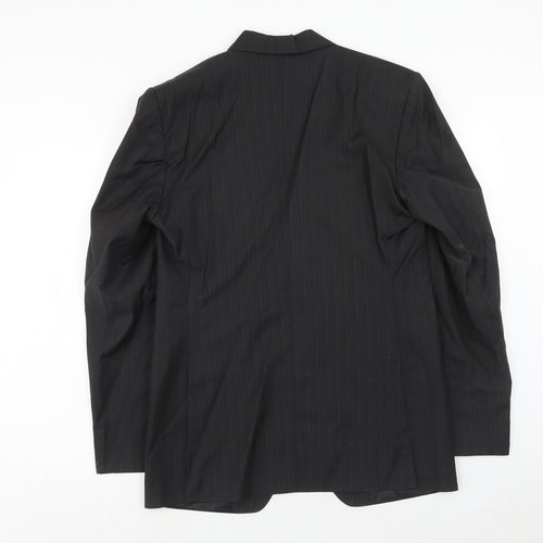 Capital Mens Black Striped Polyester Jacket Suit Jacket Size 38 Regular