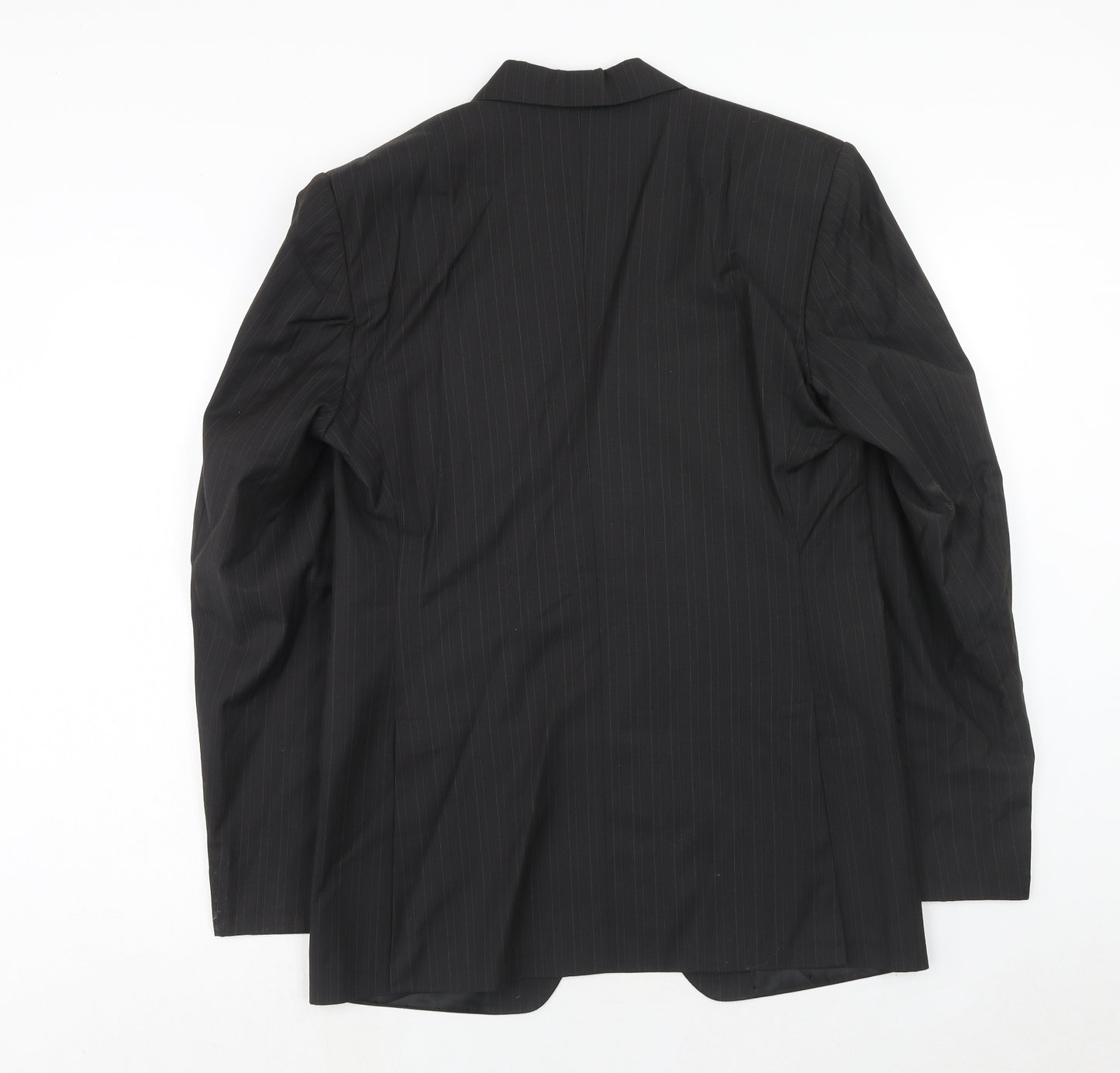 Capital Mens Black Striped Polyester Jacket Suit Jacket Size 38 Regular
