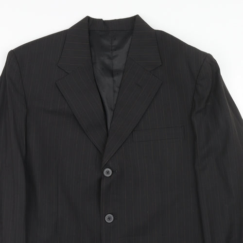 Capital Mens Black Striped Polyester Jacket Suit Jacket Size 38 Regular