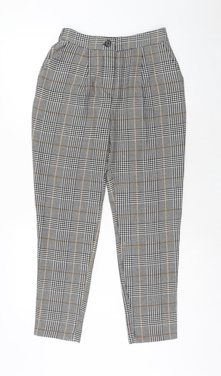 New Look Womens Multicoloured Plaid Polyester Trousers Size 6 Regular Zip