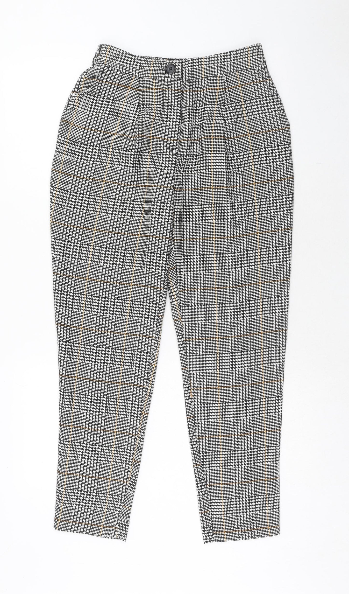 New Look Womens Multicoloured Plaid Polyester Trousers Size 6 Regular Zip