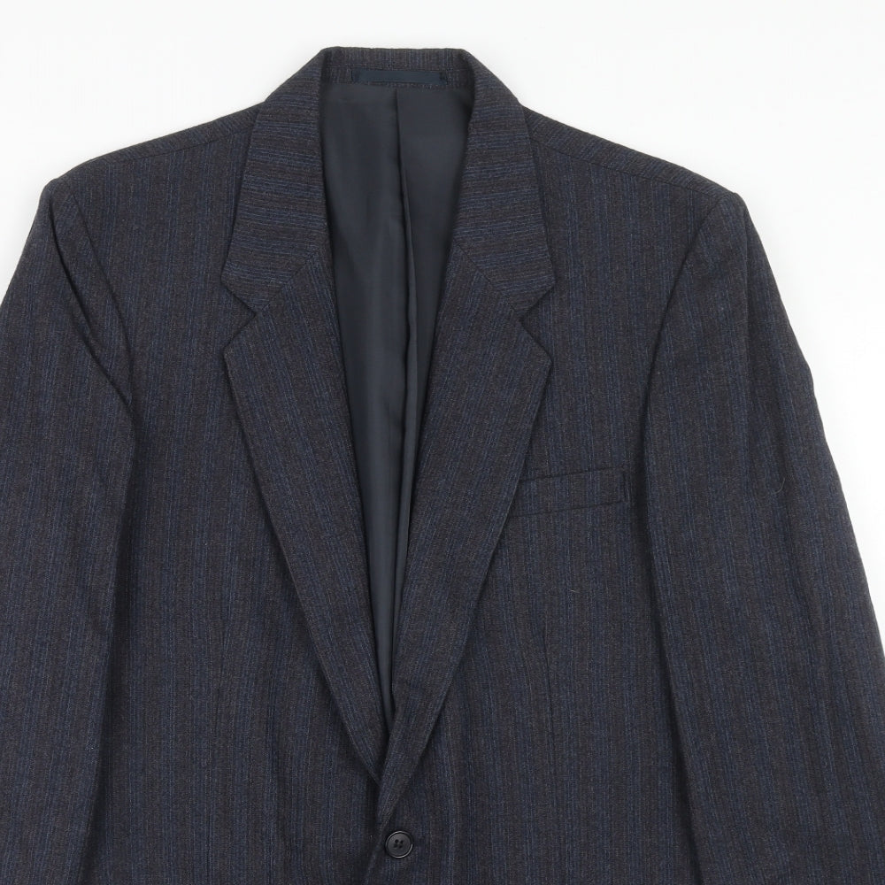 Guy Warwick Mens Blue Striped Wool Jacket Suit Jacket Size 40 Regular