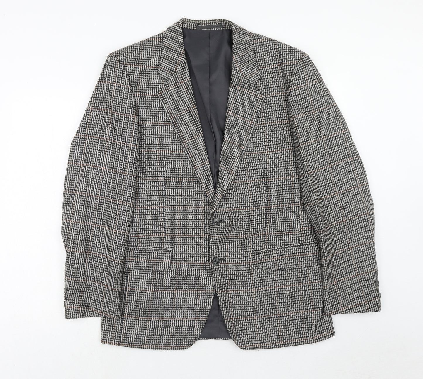 Wellington Mens Brown Geometric Wool Jacket Blazer Size 40 Regular