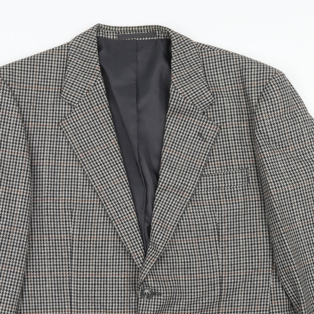 Wellington Mens Brown Geometric Wool Jacket Blazer Size 40 Regular