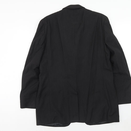 Gibson Mens Black Striped Polyester Jacket Suit Jacket Size 40 Regular