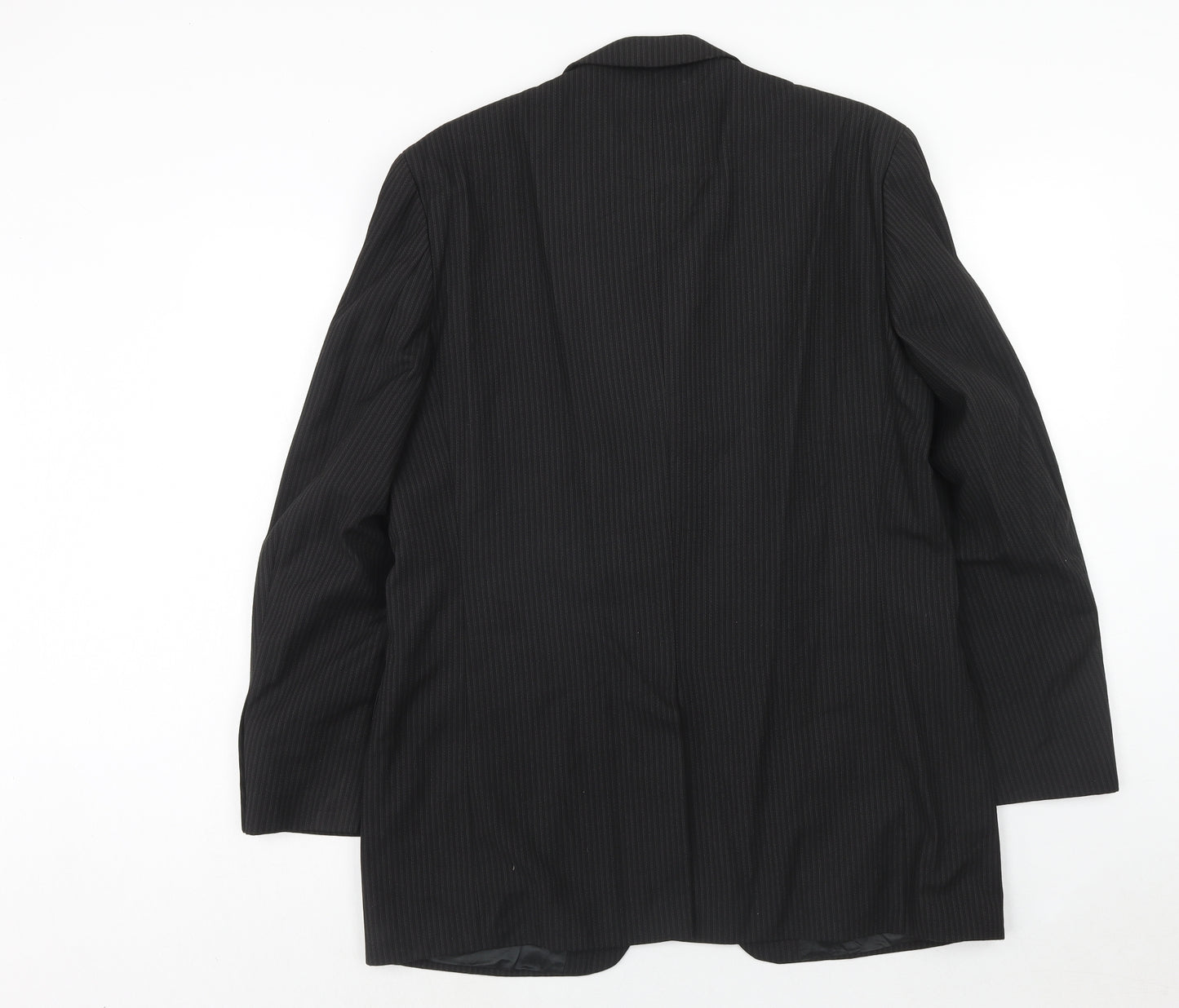 Gibson Mens Black Striped Polyester Jacket Suit Jacket Size 40 Regular