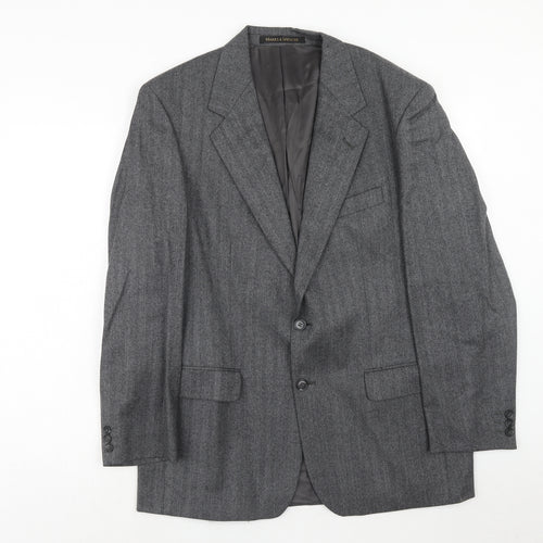 Marks and Spencer Mens Grey Herringbone Wool Jacket Suit Jacket Size 42 Regular