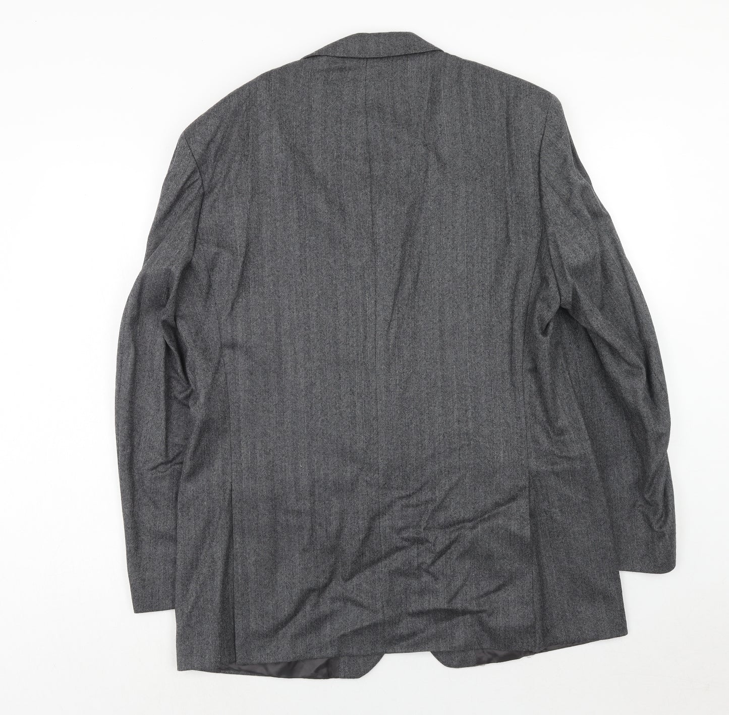 Marks and Spencer Mens Grey Herringbone Wool Jacket Suit Jacket Size 42 Regular
