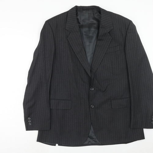 Varteks Mens Grey Striped Polyester Jacket Suit Jacket Size 42 Regular