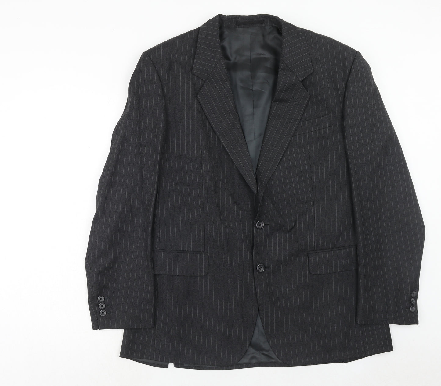 Varteks Mens Grey Striped Polyester Jacket Suit Jacket Size 42 Regular