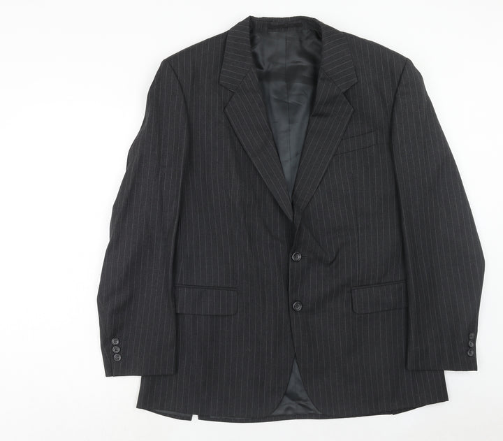 Varteks Mens Grey Striped Polyester Jacket Suit Jacket Size 42 Regular
