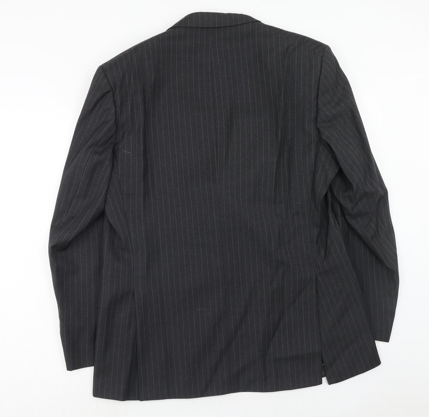 Varteks Mens Grey Striped Polyester Jacket Suit Jacket Size 42 Regular