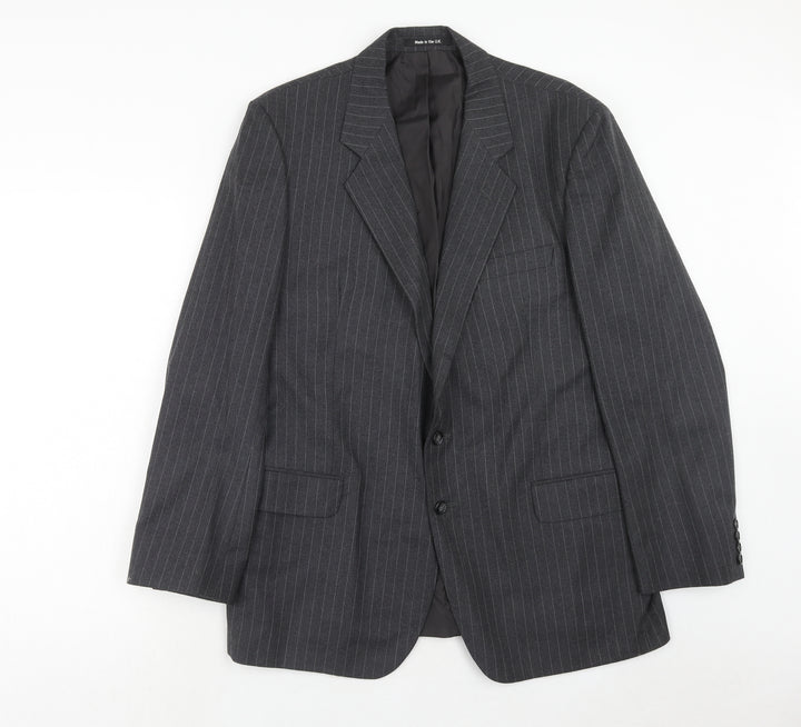 Marks and Spencer Mens Grey Striped Wool Jacket Suit Jacket Size 42 Regular