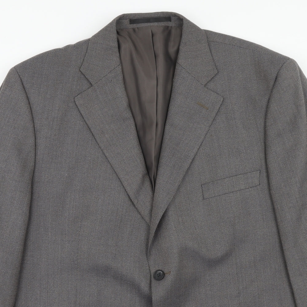 Simon Taylor Mens Grey Polyester Jacket Suit Jacket Size 46 Regular