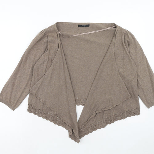 George Womens Brown V-Neck Cotton Cardigan Jumper Size 14