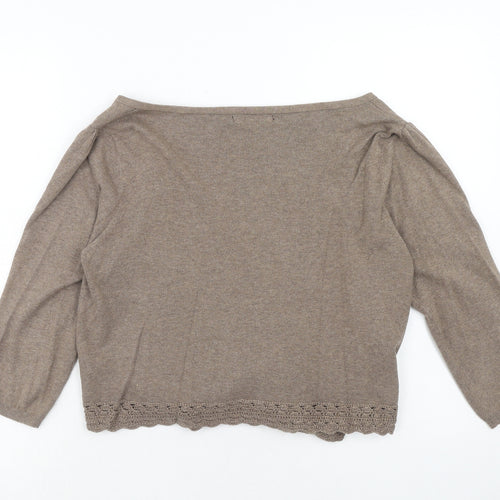 George Womens Brown V-Neck Cotton Cardigan Jumper Size 14