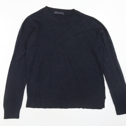Marks and Spencer Womens Blue Round Neck Acrylic Pullover Jumper Size 14