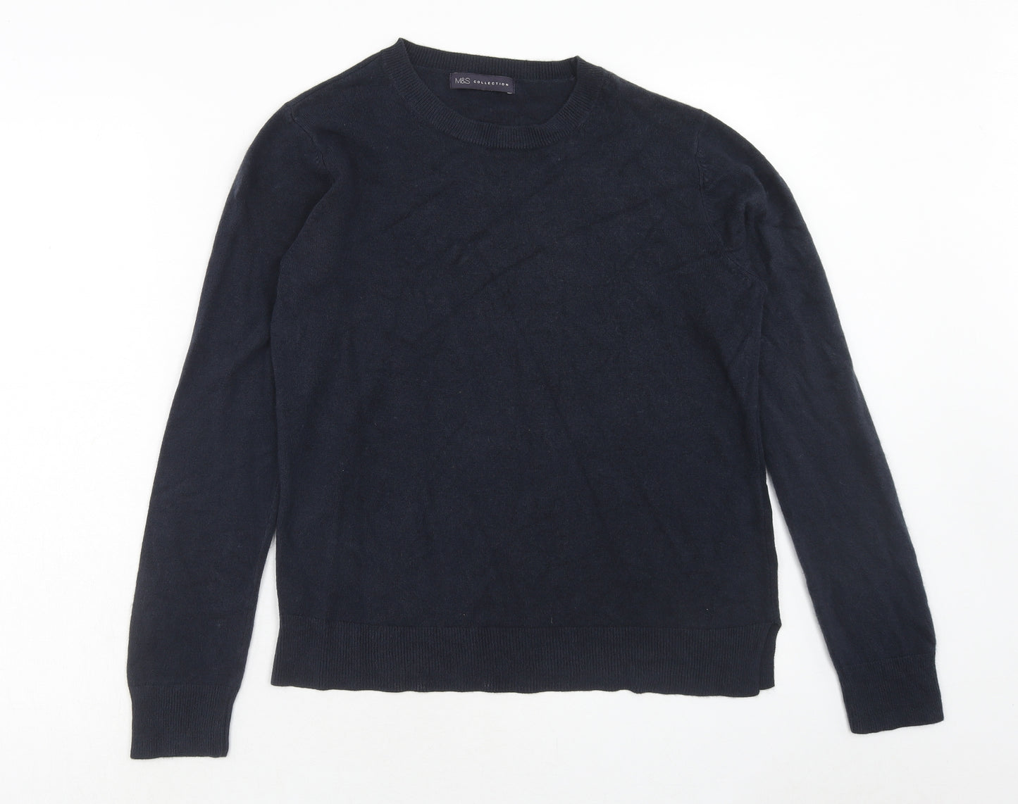 Marks and Spencer Womens Blue Round Neck Acrylic Pullover Jumper Size 14
