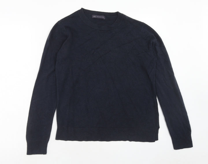 Marks and Spencer Womens Blue Round Neck Acrylic Pullover Jumper Size 14