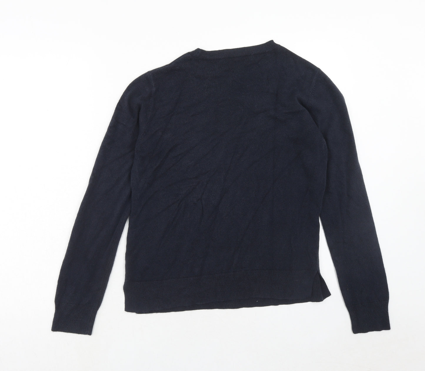 Marks and Spencer Womens Blue Round Neck Acrylic Pullover Jumper Size 14