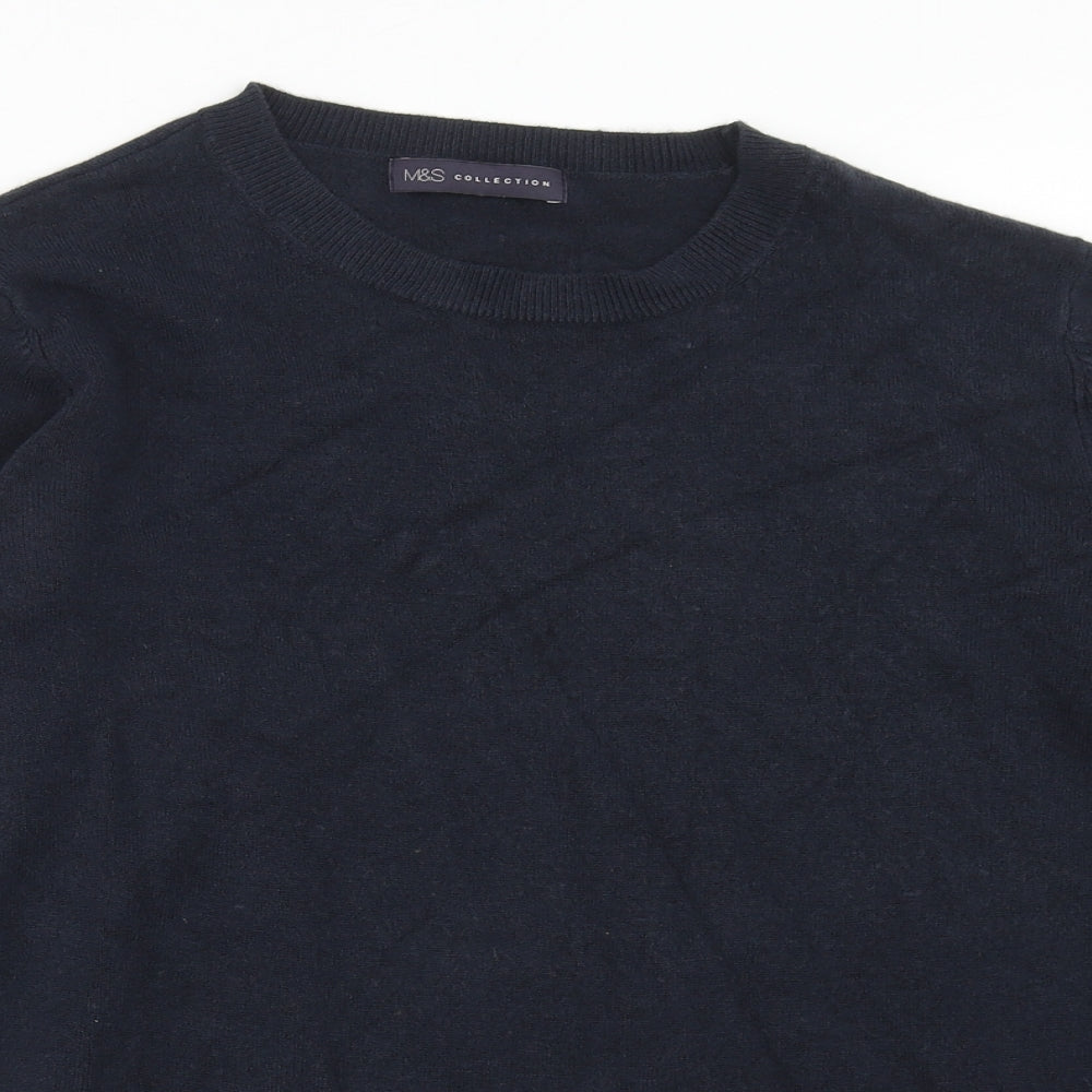 Marks and Spencer Womens Blue Round Neck Acrylic Pullover Jumper Size 14