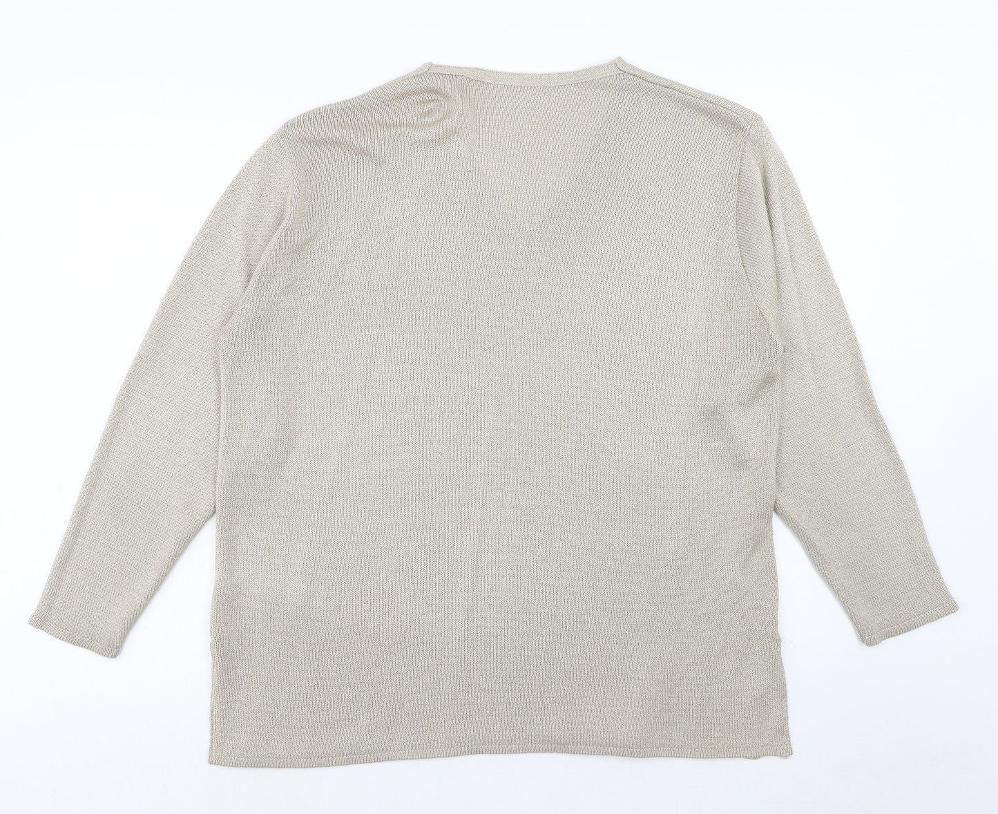 BHS Womens Beige V-Neck Acrylic Pullover Jumper Size 18 - Size 18/20