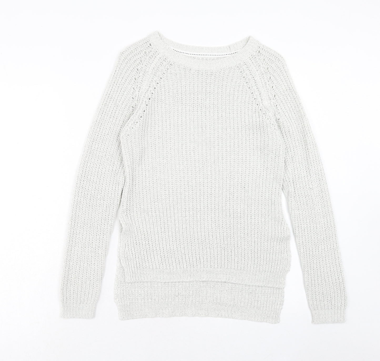 Papaya Womens Grey Boat Neck Acrylic Pullover Jumper Size S
