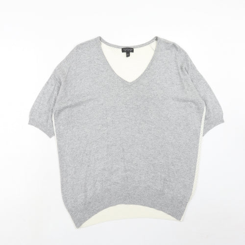 Topshop Womens Grey V-Neck Viscose Pullover Jumper Size 10