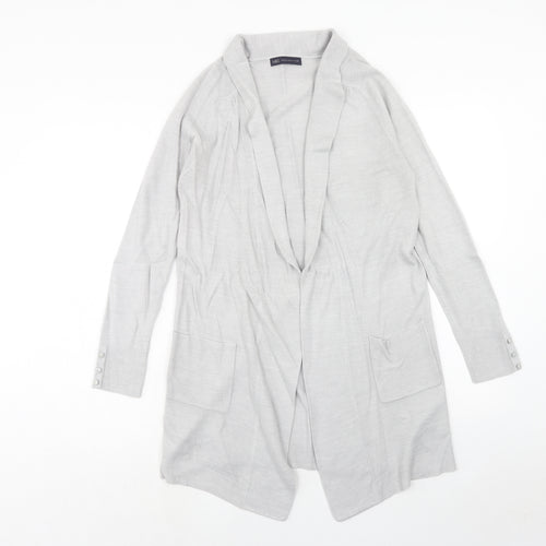 Marks and Spencer Womens Grey V-Neck Acrylic Cardigan Jumper Size 10