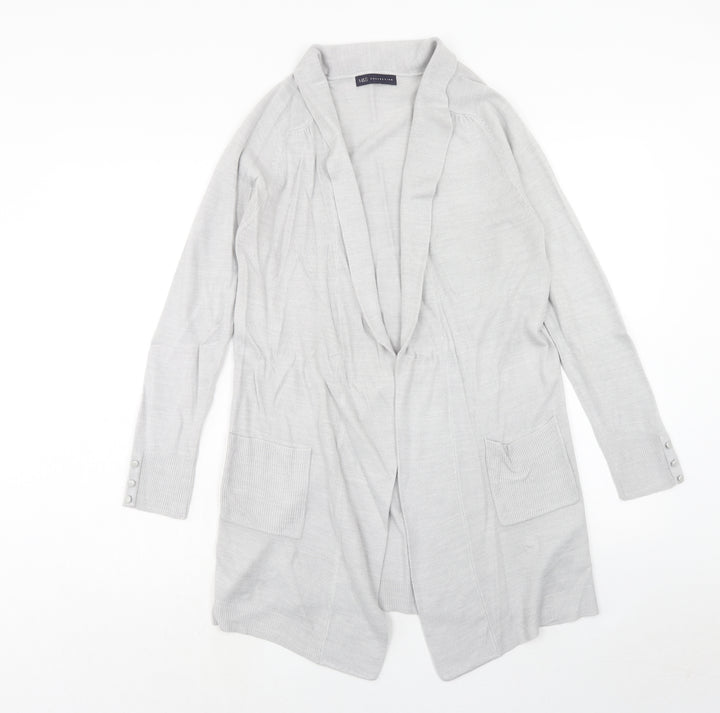 Marks and Spencer Womens Grey V-Neck Acrylic Cardigan Jumper Size 10