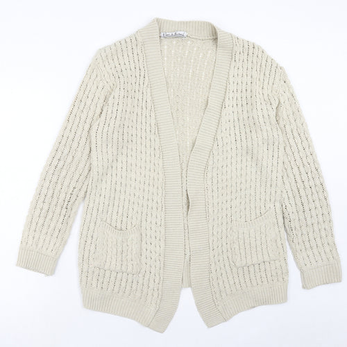 Pure & Natural Womens Beige V-Neck Acrylic Cardigan Jumper Size M - Size M/L