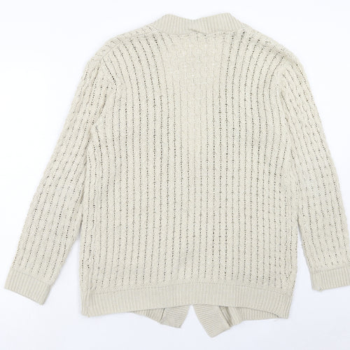 Pure & Natural Womens Beige V-Neck Acrylic Cardigan Jumper Size M - Size M/L