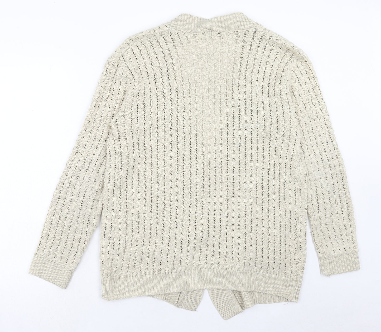 Pure & Natural Womens Beige V-Neck Acrylic Cardigan Jumper Size M - Size M/L
